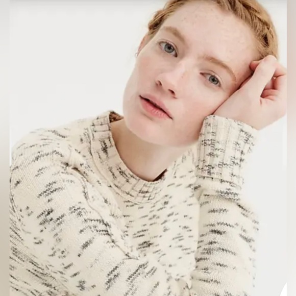 J. Crew Speckled Cotton Crew Neck Sweater Item H4658 Ivory Charcoal Size S - Picture 2 of 14